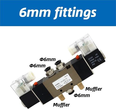 4V320-10 DC 12V 24V AC110V 220V 3/8" BSPT 2 Position 5 Ways Pneumatic Solenoid Valve with 6mm 8mm 10mm 12mm fittings(PC 8mm fittings,4V320-10 DC12V) in Saudi Arabia