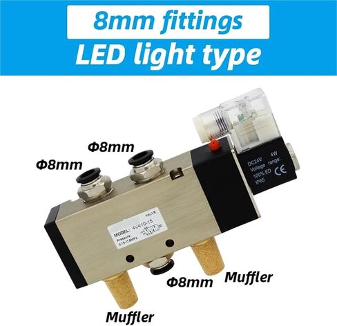 5 المنفذ 2 الموضع الصمام الملف اللولبي 4V410-15 مع تركيبات DC24V DC12V AC110V AC220V AC380V (Grass Green ، 4V410-15 AC110V) in Saudi Arabia