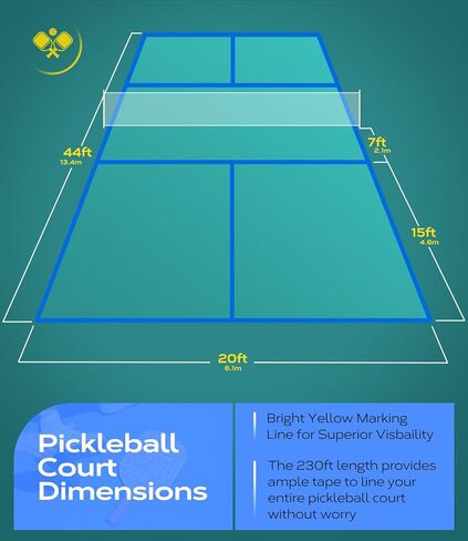 Pro Pickleball Court Tape 2" x230ft- Temporary Court Lines Tape, No Residue Removable Sports Tape for Indoor/Outdoor, Quick Setup with Blue Tape in Saudi Arabia