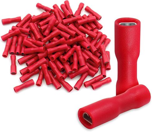 Baomain Red Female Insulated Spade Wire Connector Electrical Crimp Terminal 18-22 AWG 2.8 x 0.5mm Pack of 100 in Saudi Arabia
