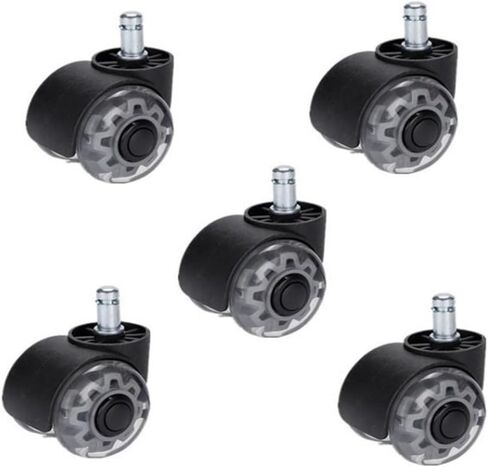 (Pack of 5) 2 Inch Black and White Office Chair Clear Wheels Swivel Computer Casters Casters(White) in Saudi Arabia