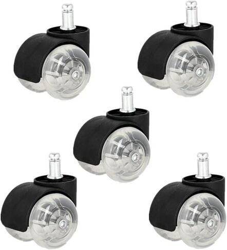 (Pack of 5) 2 Inch Black and White Office Chair Clear Wheels Swivel Computer Casters Casters(White) in Saudi Arabia