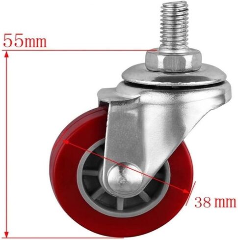 [Pack of 4] Casters 1.5 inch M8 Screw Universal Wheel Trolley Diameter 38 mm Maroon PU Polyurethane Furniture in Saudi Arabia