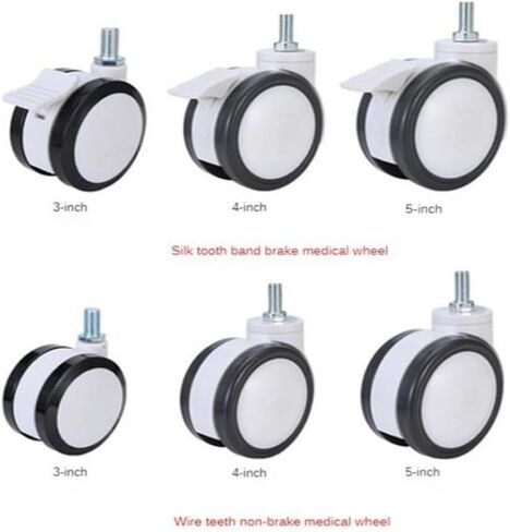 1 Piece 4-inch Universal Silent Screw Medical Caster Beauty Equipment Nursing Bed Pole Double-Piece Row(Screw-Double-Braked) in Saudi Arabia