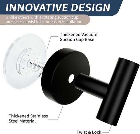 Suction Cup Hooks for Shower,Bathroom,Kitchen,Window,Glass Door,Mirror,Tile,15LB Heavy Duty No-Drill Bath Robe Hook for Hanging Loofah,Towel,Coat,Cloth,Wreath in Saudi Arabia