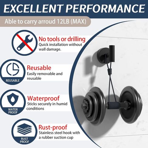 Suction Cup Hooks for Shower,Bathroom,Kitchen,Window,Glass Door,Mirror,Tile,15LB Heavy Duty No-Drill Bath Robe Hook for Hanging Loofah,Towel,Coat,Cloth,Wreath in Saudi Arabia