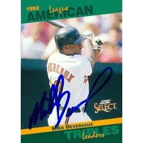Autograph Warehouse 50435 Mike Devereaux Autographed Baseball Card Baltimore Orioles 1993 Score Select No .20 in Saudi Arabia