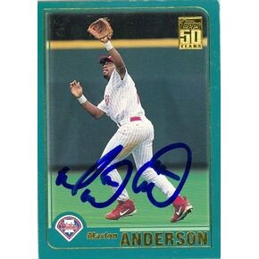 Autograph Warehouse 45098 Marlon Anderson Autographed Baseball Card Philadelphia Phillies 2001 Topps No .523 in Saudi Arabia