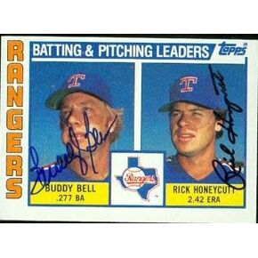 Autograph Warehouse 49166 Buddy Bell and Rick Honeycutt Autographed Baseball Card Texas Rangers 1984 Topps No .37 in Kuwait