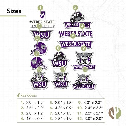 Desert Cactus Weber State University Sticker Weber Wildcats Vinyl Secal Matop Botto Scrapbook Carbook (Type 2) in Kuwait