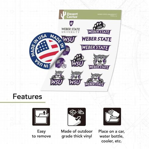 Desert Cactus Weber State University Sticker Weber Wildcats Vinyl Secal Matop Botto Scrapbook Carbook (Type 2) in Kuwait