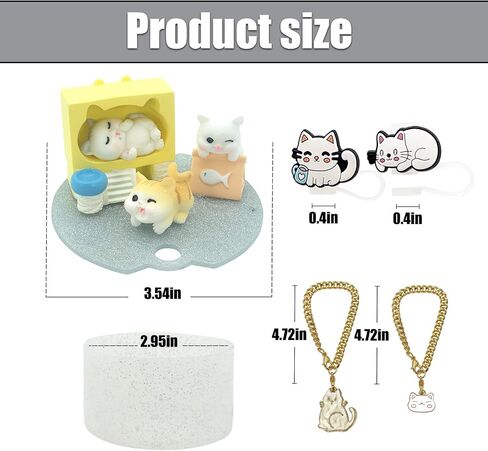Personalized Stanley Cup Name Plate for H2.0 40oz Tumbler, Kawaii Stanley Cup Lid Accessories Set, Ice Plate Topper, Straw Topper Cover Cap, Lid Charms & Chain (Cat-B) in Saudi Arabia