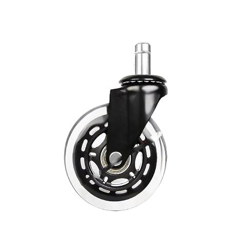 (Pack of 5) 2.5/3 inch Caster Office Chair M10/M11 Silent Swivel Caster PU Swivel Caster Strong Bearing Transparent Wheel Black(3 Inch-10-22mm) in Saudi Arabia