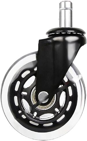 (Pack of 5) 2.5/3 inch Caster Office Chair M10/M11 Silent Swivel Caster PU Swivel Caster Strong Bearing Transparent Wheel Black(3 Inch-10-22mm) in Saudi Arabia