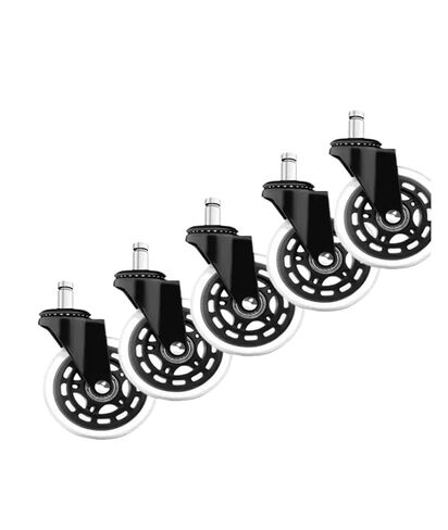 (Pack of 5) 2.5/3 inch Caster Office Chair M10/M11 Silent Swivel Caster PU Swivel Caster Strong Bearing Transparent Wheel Black(3 Inch-10-22mm) in Saudi Arabia
