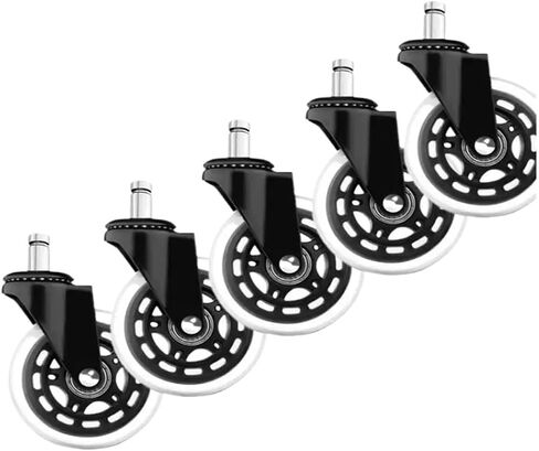 (Pack of 5) 2.5/3 inch Caster Office Chair M10/M11 Silent Swivel Caster PU Swivel Caster Strong Bearing Transparent Wheel Black(3 Inch-10-22mm) in Saudi Arabia