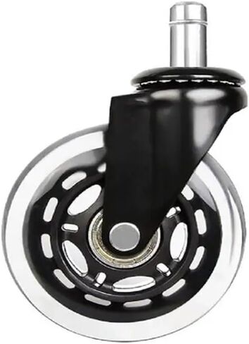 (Pack of 5) 2.5/3 inch Caster Office Chair M10/M11 Silent Swivel Caster PU Swivel Caster Strong Bearing Transparent Wheel Black(3 Inch-10-22mm) in Saudi Arabia