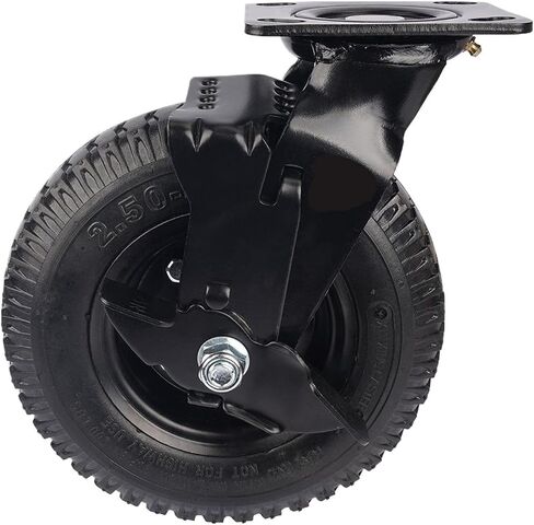 1 Pack Factory Heavy Duty 8 Inch Pneumatic Rubber Wheel Side Brake Air Hotel Luggage Trolley Caster Universal in Saudi Arabia