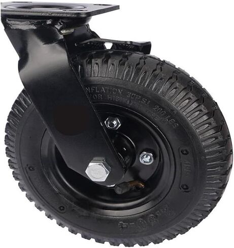 1 Pack Factory Heavy Duty 8 Inch Pneumatic Rubber Wheel Side Brake Air Hotel Luggage Trolley Caster Universal in Saudi Arabia