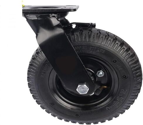 1 Pack Factory Heavy Duty 8 Inch Pneumatic Rubber Wheel Side Brake Air Hotel Luggage Trolley Caster Universal in Saudi Arabia