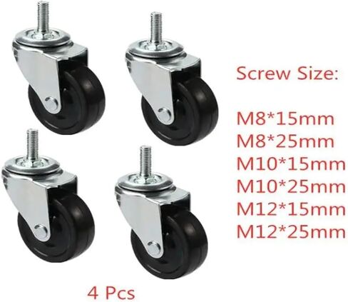 [حزمة من 4] عجلات 2.5 بوصة M8/M10/M12 البراغي الشاحنة المقاومة للارتداء الأثاث العجلات العالمية المطاط in Saudi Arabia