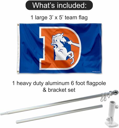 Denver Broncos Retro Flag Pole and Bracket Kit in Saudi Arabia