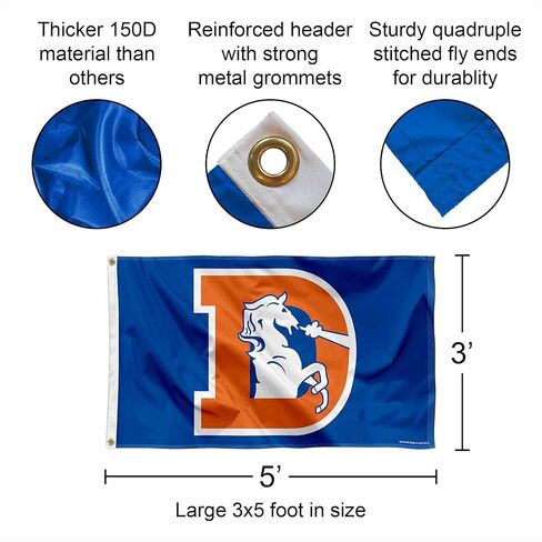 Denver Broncos Retro Flag Pole and Bracket Kit in Saudi Arabia