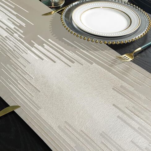 Jiino Beige Table Runners 72 Inches Long with Tassels Modern Geometric Lines Runner Table for Dresser Table, Coffee Table, Holiday Parties, Wedding, Events Dinner, Art Home Decor in Saudi Arabia