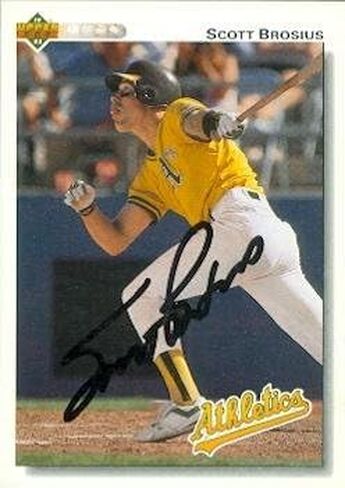 توقيع 120909 أوكلاند لألعاب القوى 1992 Upper Deck No. 312 Rookie Scott Brosius بطاقة البيسبول in Kuwait