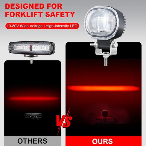 Round LED Forklift Safety Warning Light, 10W Forklift Lights with 2 High-Brightness LED Chips, DC 10-80V Universal Warning Spotlight for Electric Forklift, AGV, Warehouse & Industrial Use (Red) in Saudi Arabia