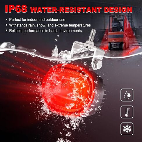 Round LED Forklift Safety Warning Light, 10W Forklift Lights with 2 High-Brightness LED Chips, DC 10-80V Universal Warning Spotlight for Electric Forklift, AGV, Warehouse & Industrial Use (Red) in Saudi Arabia