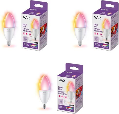 WiZ Connected 40W B12 LED Smart Light Bulbs - Connects to Your Wi-Fi - E12 Smart Bulb - Control with Voice or App + Activate with Motion - Matter Compatible - 3 Pack in Kuwait