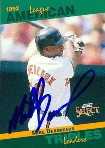 Autograph Warehouse 50435 Mike Devereaux Autographed Baseball Card Baltimore Orioles 1993 Score Select No .20 in Saudi Arabia