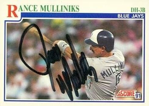 Autograph Warehouse 104263 Rance Mulliniks Autographed Baseball Card Toronto Blue Jays 1991 Score No. 433 in Saudi Arabia