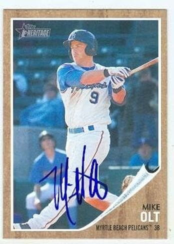توقيعه 223768 تكساس رينجرز ميرتل بيتش بيليكانز 2011 Topps Heritage Minors No. 179 Mike Olt Card Baseball Card in Kuwait