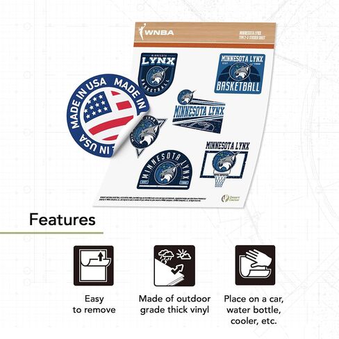 Desert Cactus Minnesota Lynx Sticker WNBA الوطنية للسيدات لكرة السلة للسيدات مرخصة رسميًا فينيل شارات لقب محمول سجلات السيارة (النوع 2-3) in Kuwait