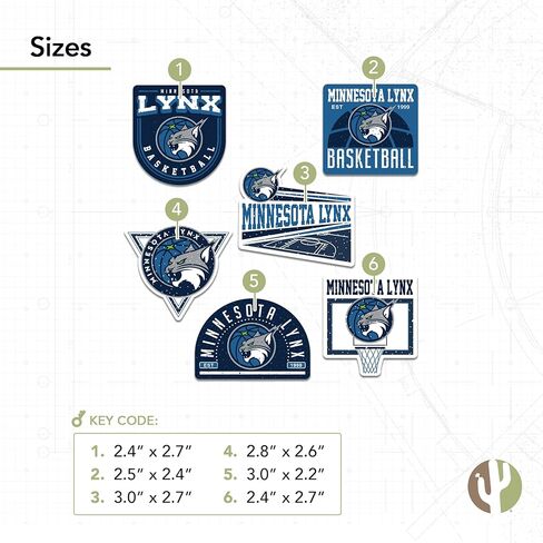 Desert Cactus Minnesota Lynx Sticker WNBA الوطنية للسيدات لكرة السلة للسيدات مرخصة رسميًا فينيل شارات لقب محمول سجلات السيارة (النوع 2-3) in Kuwait