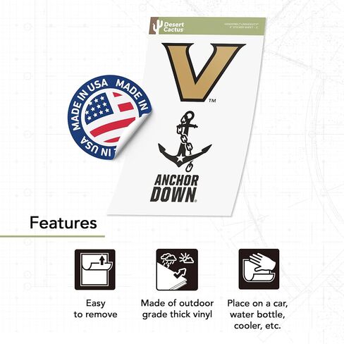 Desert Cactus Vanderbilt University Sticker Vinyl Decal Laptop Water Bottle Car Scrapbook Sheet (4 Inch Set VC) in Kuwait