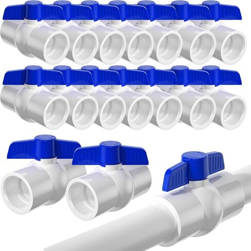 20pcs 1/2 "صمامات كرة PVC ، صمام أنابيب المياه PVC ، مقبس صمام مغلق مع سهولة الدوران الأزرق الأزرق ، صمامات مغلقة للماء لسباحة السباحة ، خطوط الرش ، in Kuwait