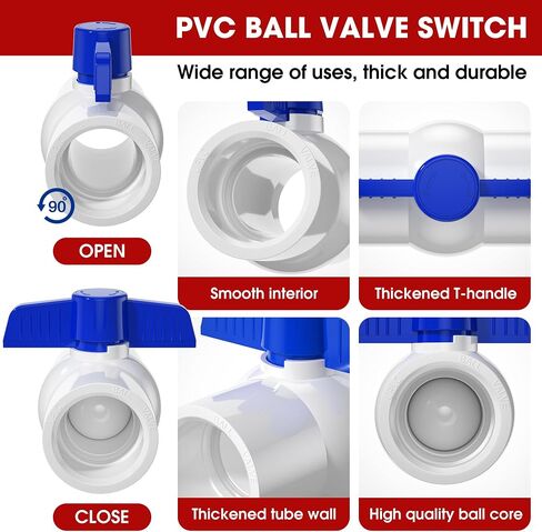 20pcs 1/2 "صمامات كرة PVC ، صمام أنابيب المياه PVC ، مقبس صمام مغلق مع سهولة الدوران الأزرق الأزرق ، صمامات مغلقة للماء لسباحة السباحة ، خطوط الرش ، in Kuwait