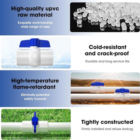 20pcs 1/2 "صمامات كرة PVC ، صمام أنابيب المياه PVC ، مقبس صمام مغلق مع سهولة الدوران الأزرق الأزرق ، صمامات مغلقة للماء لسباحة السباحة ، خطوط الرش ، in Kuwait