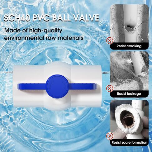 20pcs 1/2 "صمامات كرة PVC ، صمام أنابيب المياه PVC ، مقبس صمام مغلق مع سهولة الدوران الأزرق الأزرق ، صمامات مغلقة للماء لسباحة السباحة ، خطوط الرش ، in Kuwait
