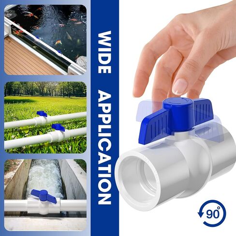 20pcs 1/2 "صمامات كرة PVC ، صمام أنابيب المياه PVC ، مقبس صمام مغلق مع سهولة الدوران الأزرق الأزرق ، صمامات مغلقة للماء لسباحة السباحة ، خطوط الرش ، in Kuwait