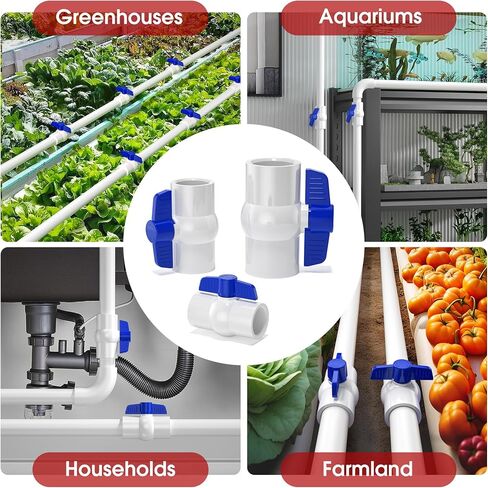 20pcs 1/2 "صمامات كرة PVC ، صمام أنابيب المياه PVC ، مقبس صمام مغلق مع سهولة الدوران الأزرق الأزرق ، صمامات مغلقة للماء لسباحة السباحة ، خطوط الرش ، in Kuwait