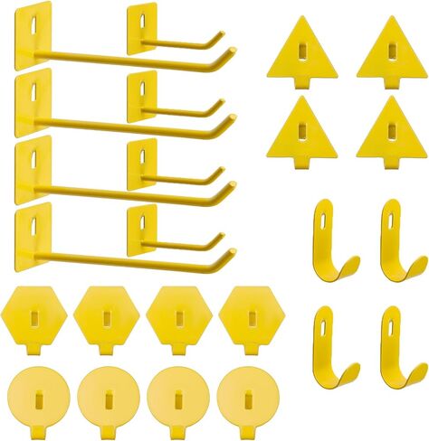 24Pcs Small Pegboard Hooks Set Yellow Study Peg Hooks 6 Styles Wall Organizing Hooks Office Hanging Hooks in Kuwait