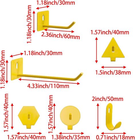 24Pcs Small Pegboard Hooks Set Yellow Study Peg Hooks 6 Styles Wall Organizing Hooks Office Hanging Hooks in Kuwait