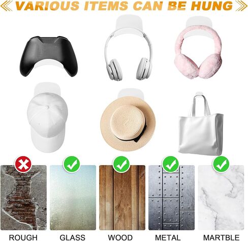 30 Pcs Headset Wall Holder Adhesive Gaming Headset Holder Hooks for Wall Mounting Strong Universal Holder Hooks for Headsets, Game Pads, Hats, Closets, Doors in Kuwait