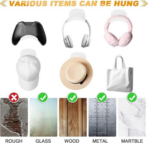 30 Pcs Headset Wall Holder Adhesive Gaming Headset Holder Hooks for Wall Mounting Strong Universal Holder Hooks for Headsets, Game Pads, Hats, Closets, Doors in Kuwait