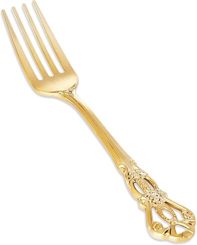 30PCS Gold Plastic Forks - 8.1inch Gold Forks Disposable - Vintage Heavy Duty Dessert Forks - Premium Fancy Plastic Silverware for Parties, Weddings, Dinners and Events in Saudi Arabia