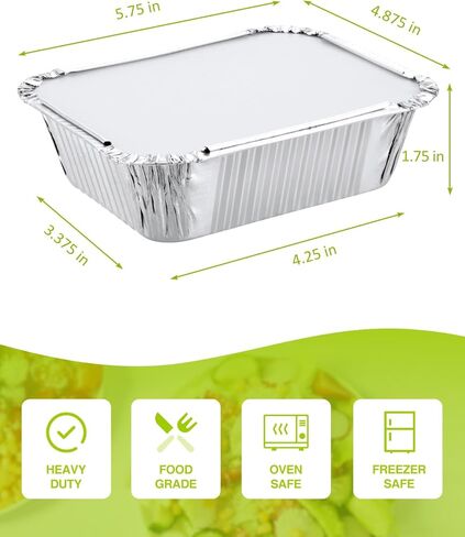 110 حزمة 5 × 4 مقالي من الألومنيوم الصغيرة التي يمكن التخلص منها مع أغطية من الورق المقوى-1 رطل-ألومانيوم-الألبان-الألبان-الألبان--فور-فوتش--غذائية من أجل المتهالكين لالتقاط السخان المرفق. in Kuwait
